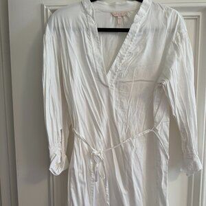 Rebecca Taylor: White Mini Shirt Dress with Tie Waist, Size Medium